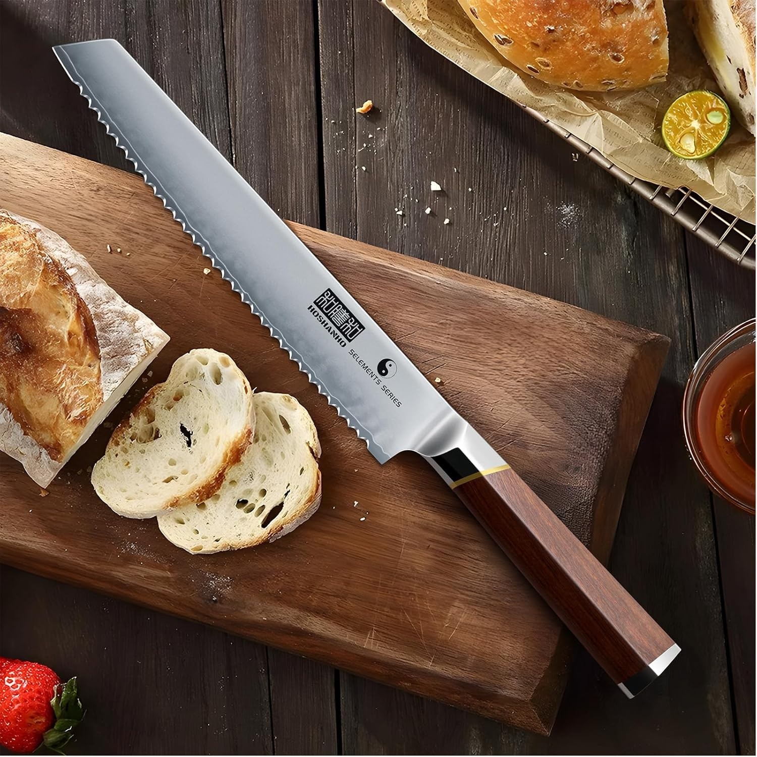 image:imageHOSHANHO 10 Bread Knife Japanese Serrated Knife for Homemade Sourdough High Carbon Stainless Steel Serrated Bread Knife Professional Sourdough Knife for Homemade Bread Bagels Cake8