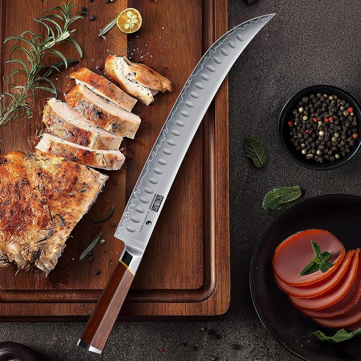 image:imageHOSHANHO 12 Brisket Slicing Knife Japanese Carving Knife for Meat amp BBQ High Carbon Steel Slicing Knife Razor Sharp Butcher Knife with Ergonomic Handle amp Roast Beef Turkey Grilling Gift for Men119