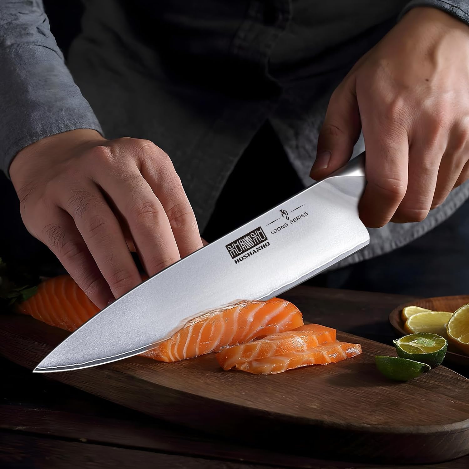 image:imageHOSHANHO 16PCS Knife Set Ultra Sharp Japanese Kitchen Knife Set with Block Japanese High Carbon Stainless Steel Cooking Knife set Multipurpose Chef Knives Set with Sharpener Ergonomic Handle Gifts