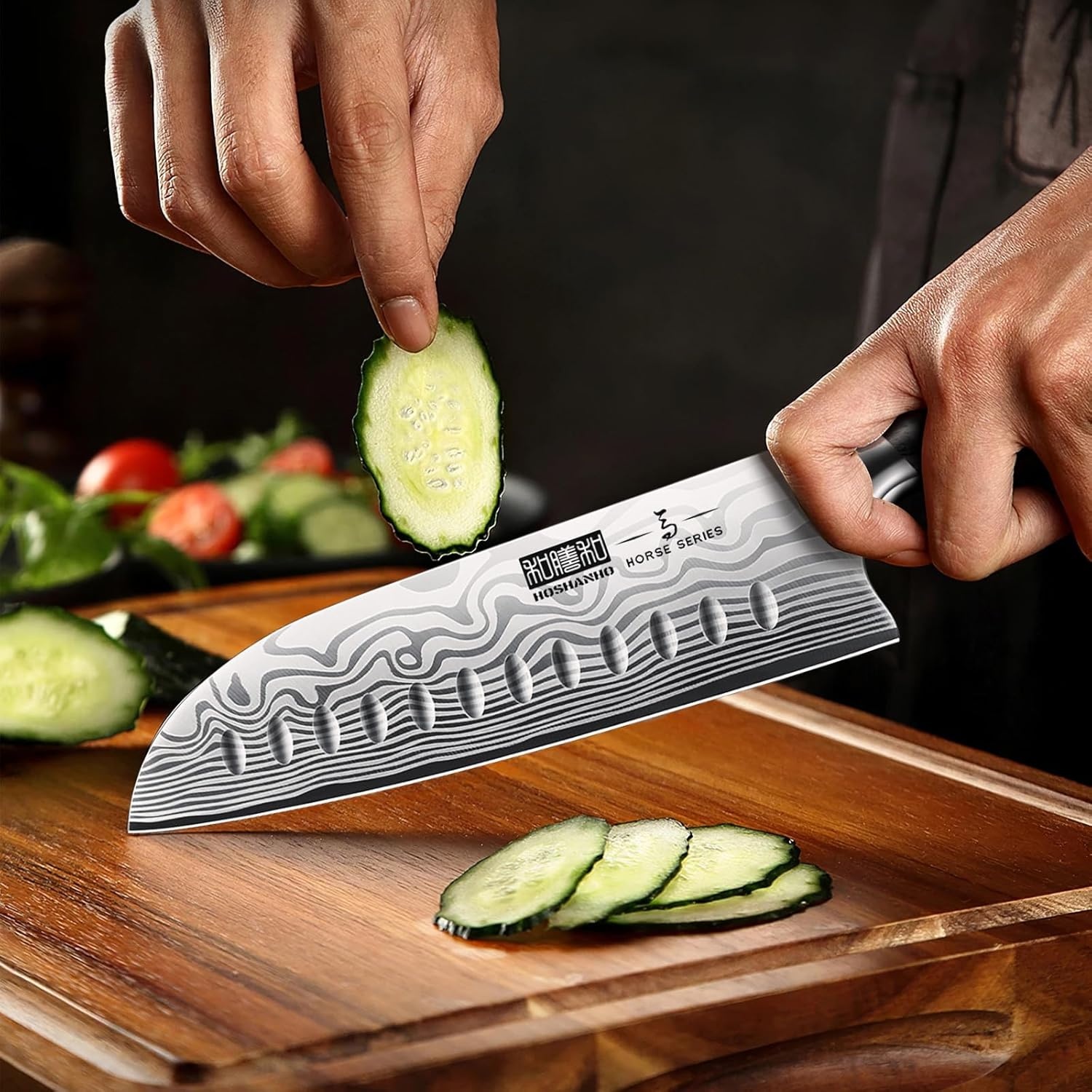 image:imageHOSHANHO 3 Pcs Knife Set Professional Kitchen Knife Set Pakkawood Handle Ultra Sharp Chef Knives Set for Kitchen High Carbon Powder Steel Japanese Cooking Knife Set with Elegant Gift Box7 Pieces Knife Set