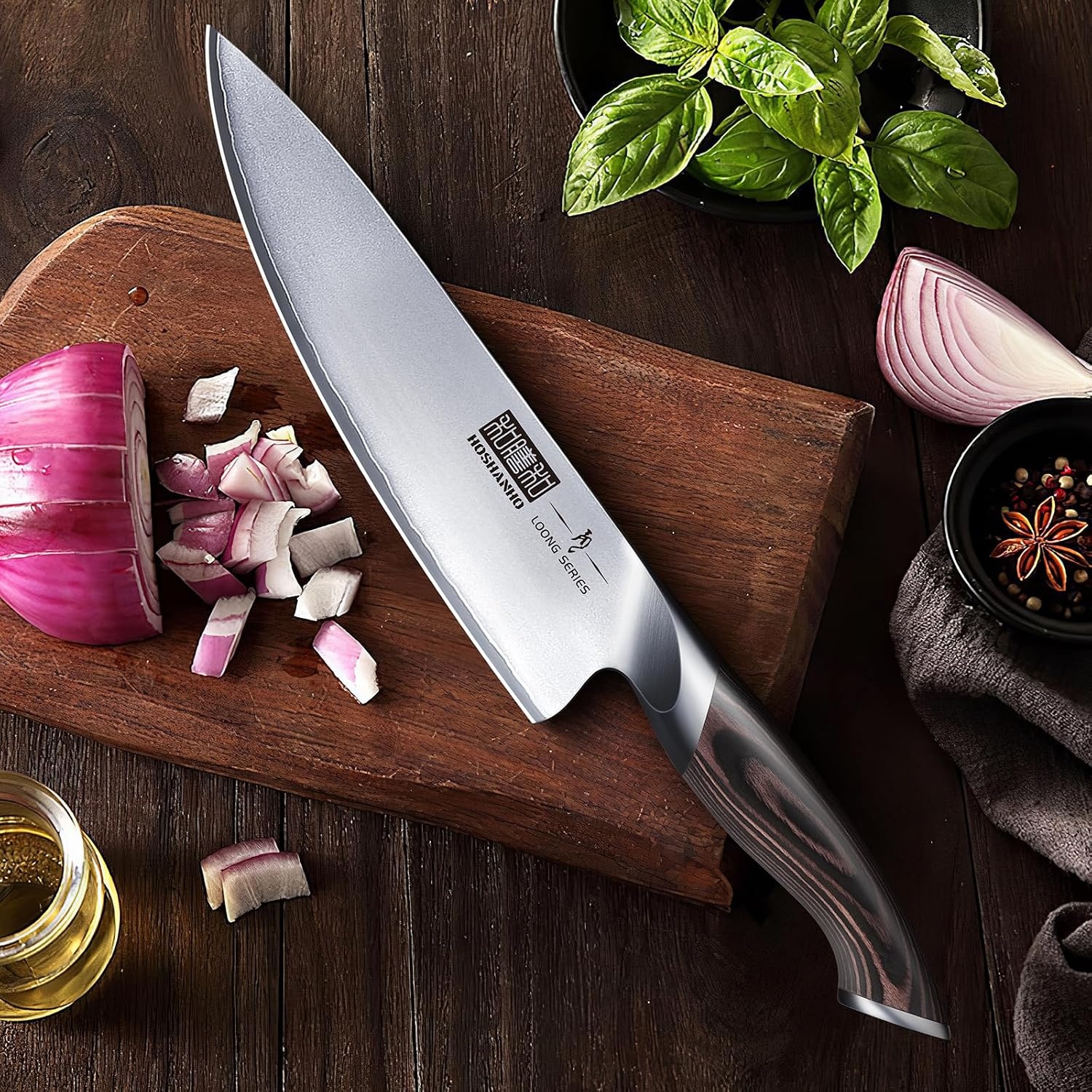 image:imageHOSHANHO 5 Pieces Knife Set Professional Ultra Sharp Kitchen Knife Sets Japanese High Carbon Stainless Steel Chef Knives Set Multipurpose Cooking Knife with Ergonomic Handle Ideal Gift for Chefs