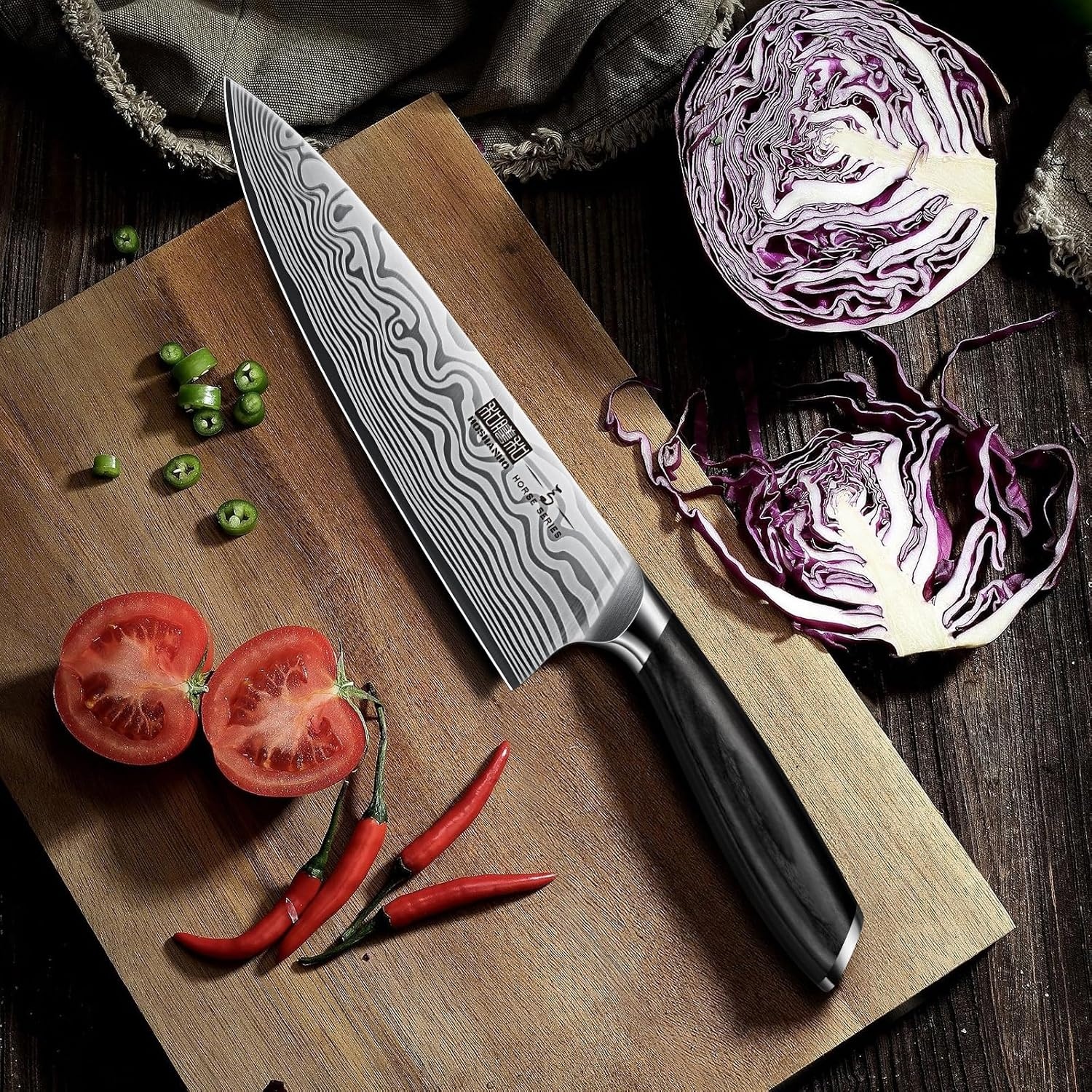image:imageHOSHANHO 7 Inch Nakiri Knife Japanese Vegetable Cleaver Knife for Chopping High Carbon Powder Steel Asian Chef Knife Razor Sharp Multipurpose Kitchen Knife for Home and Kitchen with Ergonomic Handle8