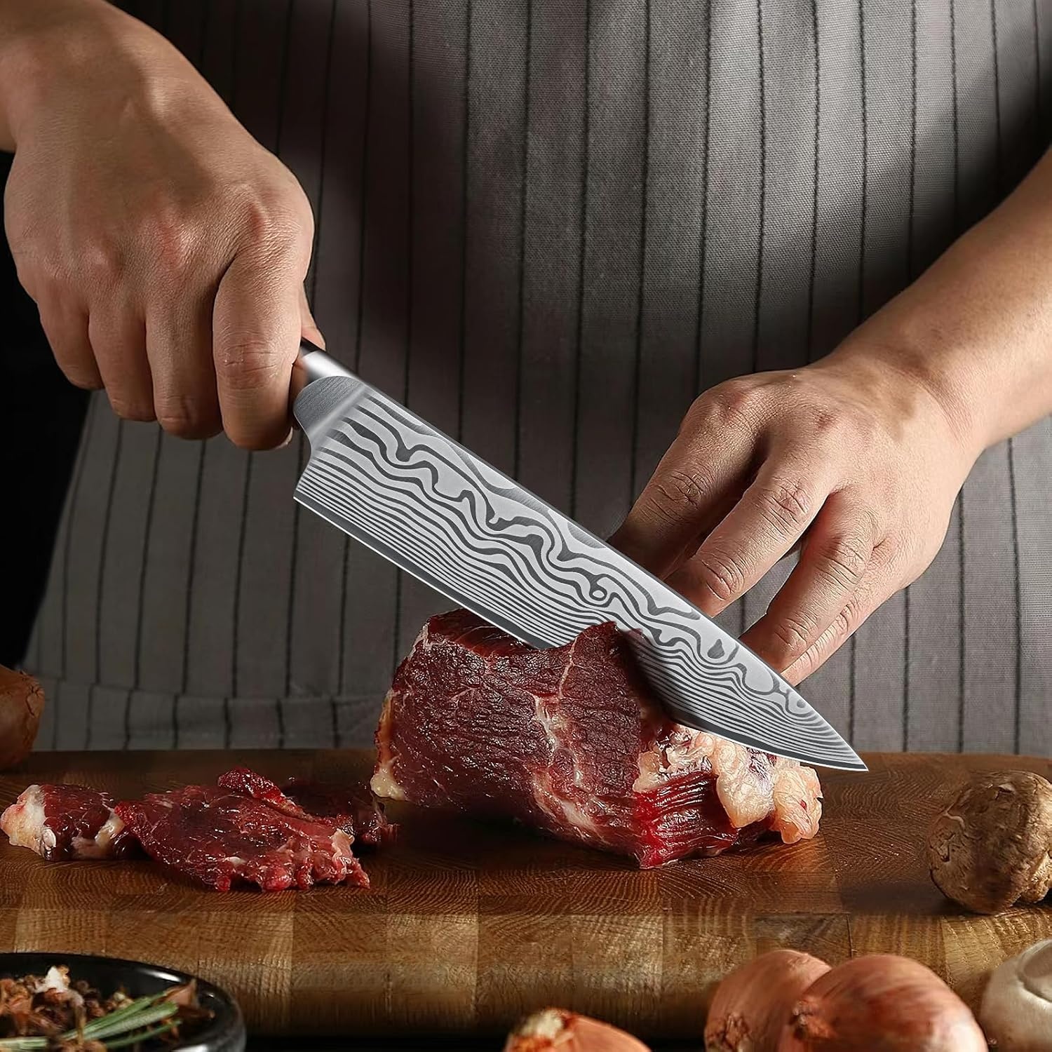 image:imageHOSHANHO 7 Inch Nakiri Knife Japanese Vegetable Cleaver Knife for Chopping High Carbon Powder Steel Asian Chef Knife Razor Sharp Multipurpose Kitchen Knife for Home and Kitchen with Ergonomic Handle8