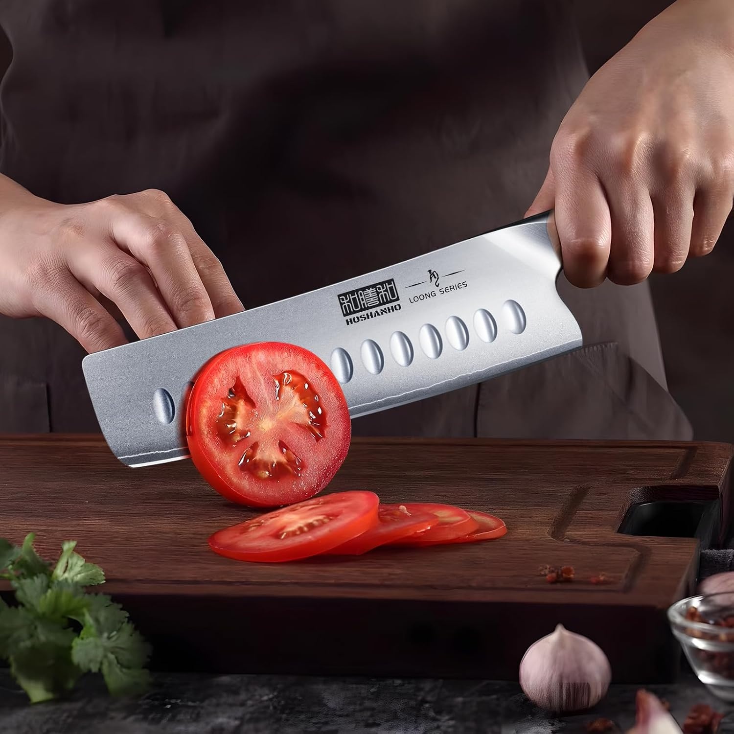 image:imageHOSHANHO 7 Inch Nakiri Knife Ultra Sharp Japanese Kitchen Chef Knife Multipurpose Japanese High Carbon Stainless Steel Meat Vegetable Sharp Kitchen Knife with Ergonomic Pakkawood Handle7