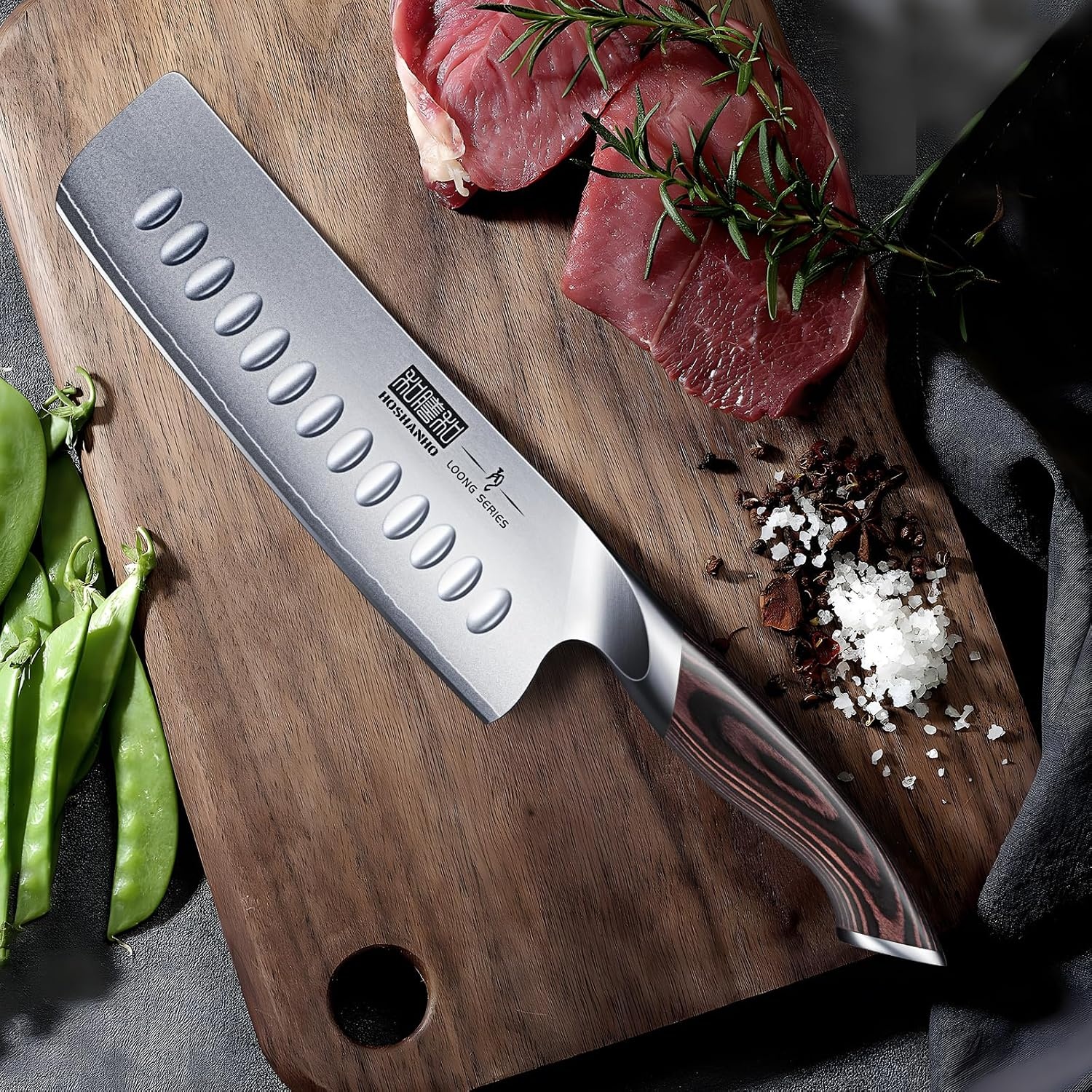 image:imageHOSHANHO 7 Inch Nakiri Knife Ultra Sharp Japanese Kitchen Chef Knife Multipurpose Japanese High Carbon Stainless Steel Meat Vegetable Sharp Kitchen Knife with Ergonomic Pakkawood Handle7