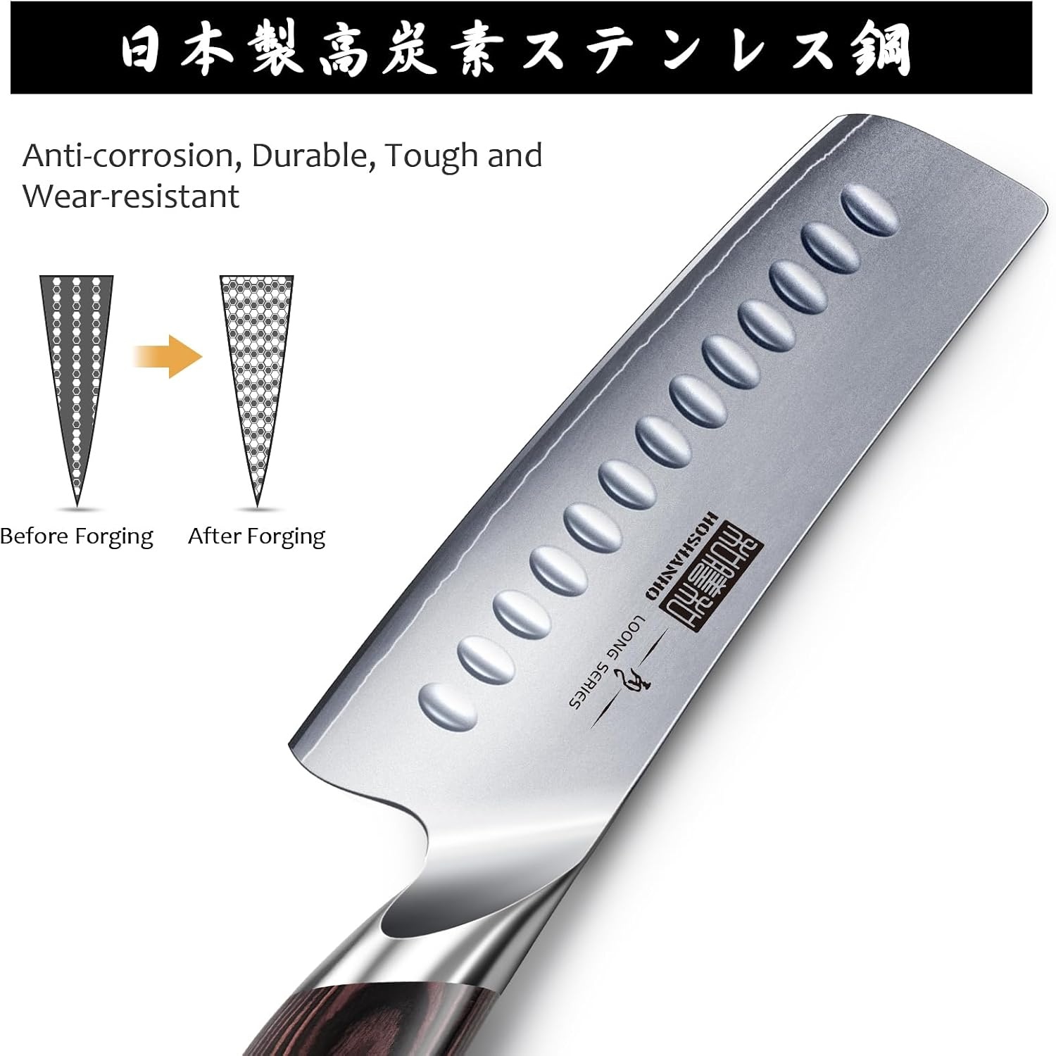 image:imageHOSHANHO 7 Inch Nakiri Knife Ultra Sharp Japanese Kitchen Chef Knife Multipurpose Japanese High Carbon Stainless Steel Meat Vegetable Sharp Kitchen Knife with Ergonomic Pakkawood Handle7