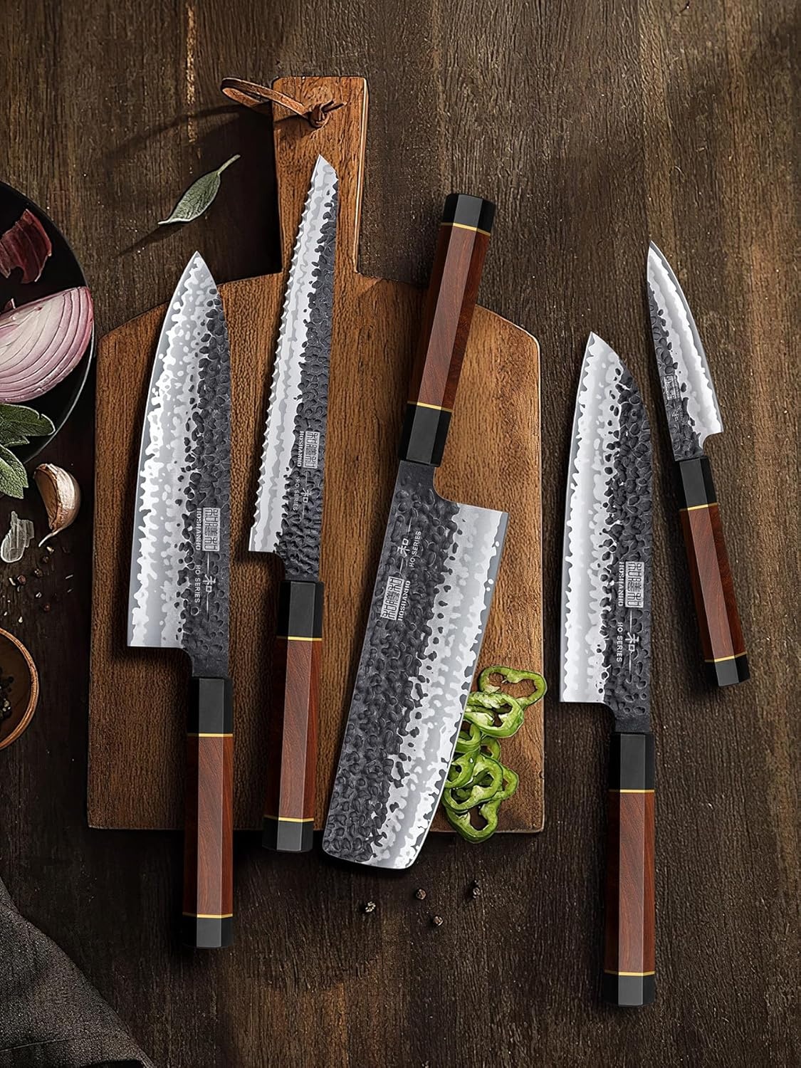 image:imageHOSHANHO 7 Pcs Knife Set with Magnetic Block Japanese Kitchen Knife Set High Carbon Steel Knife Sets with Octagonal Rosewood Handle Ultra Sharp Chef Knife Set for Professional and Home Chefs38