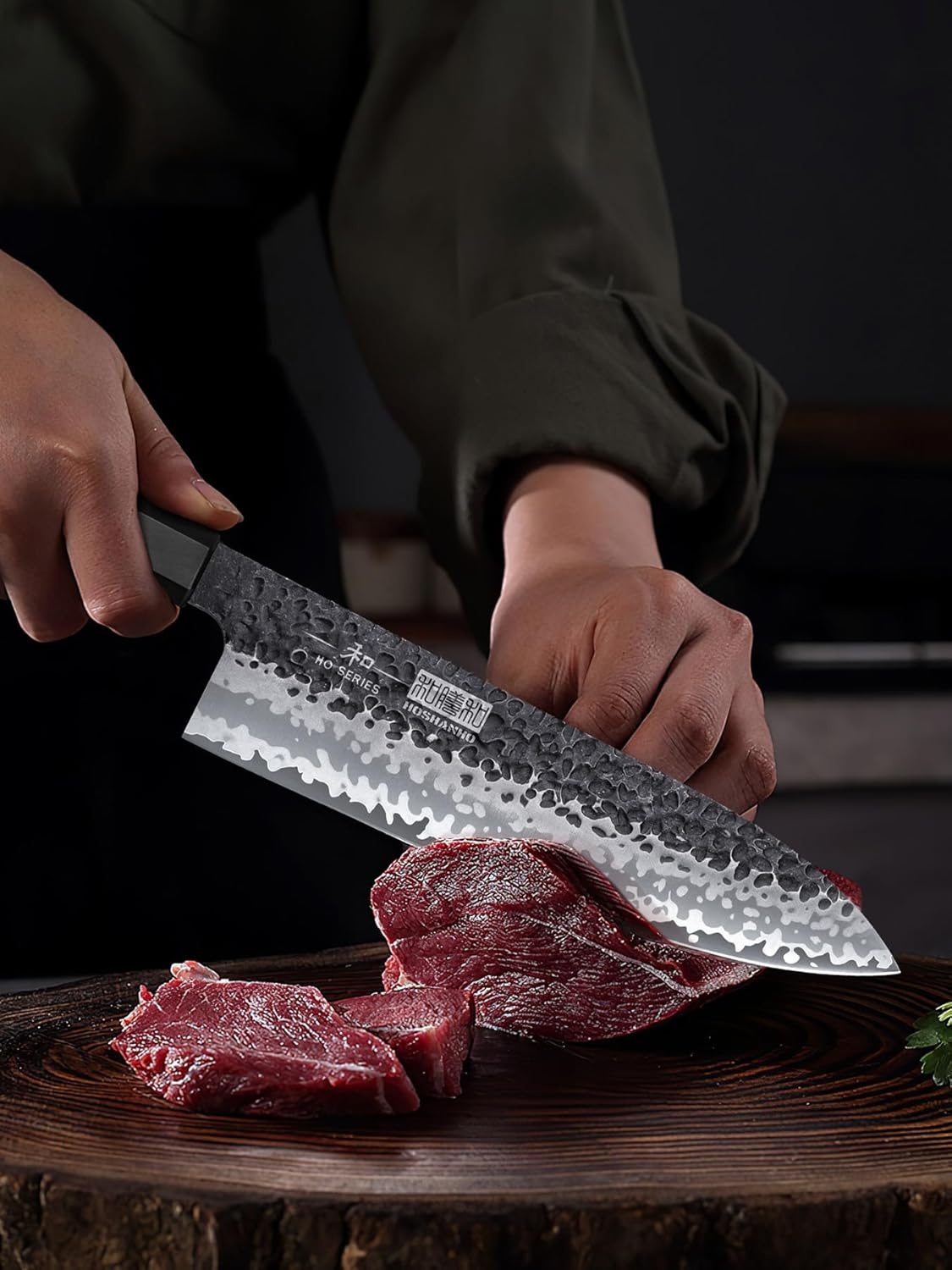 image:imageHOSHANHO 7 Pcs Knife Set with Magnetic Block Japanese Kitchen Knife Set High Carbon Steel Knife Sets with Octagonal Rosewood Handle Ultra Sharp Chef Knife Set for Professional and Home Chefs8