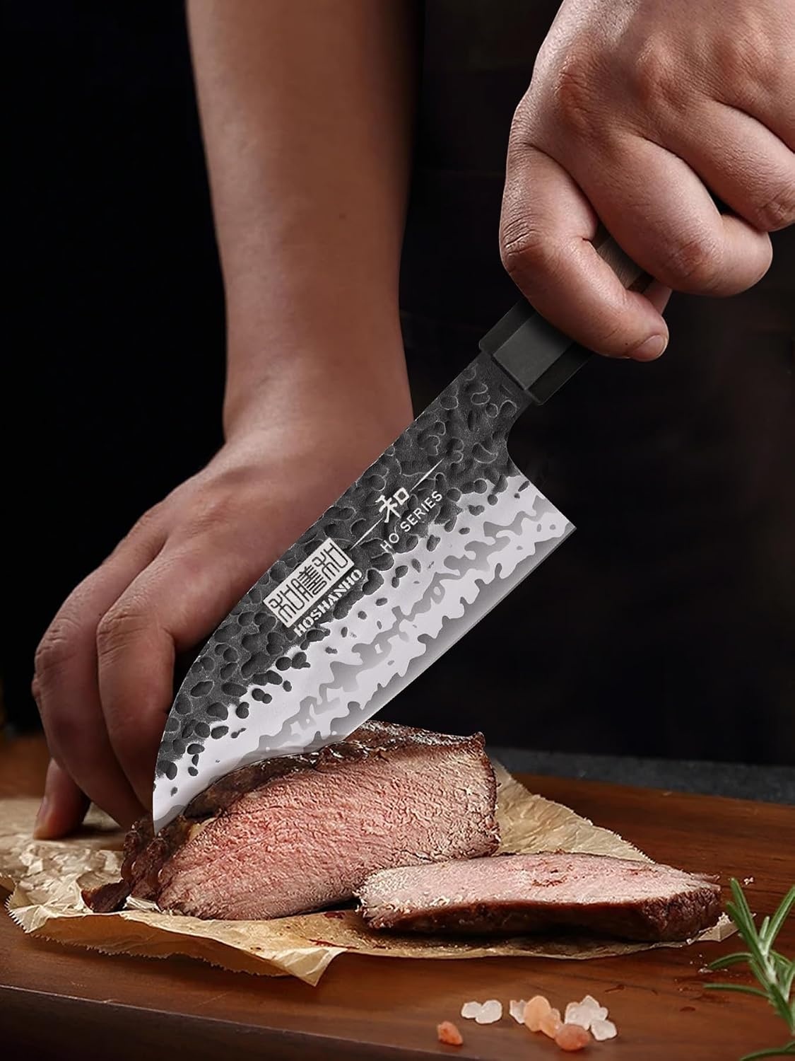 image:imageHOSHANHO 7 Santoku Knife Japanese High Carbon Steel Kitchen Chef Knife Ultra Sharp Chefs Santoku Knife for Vegetable Chopping Slicing Professional Kitchen Knives with Octagonal Rosewood Handle5