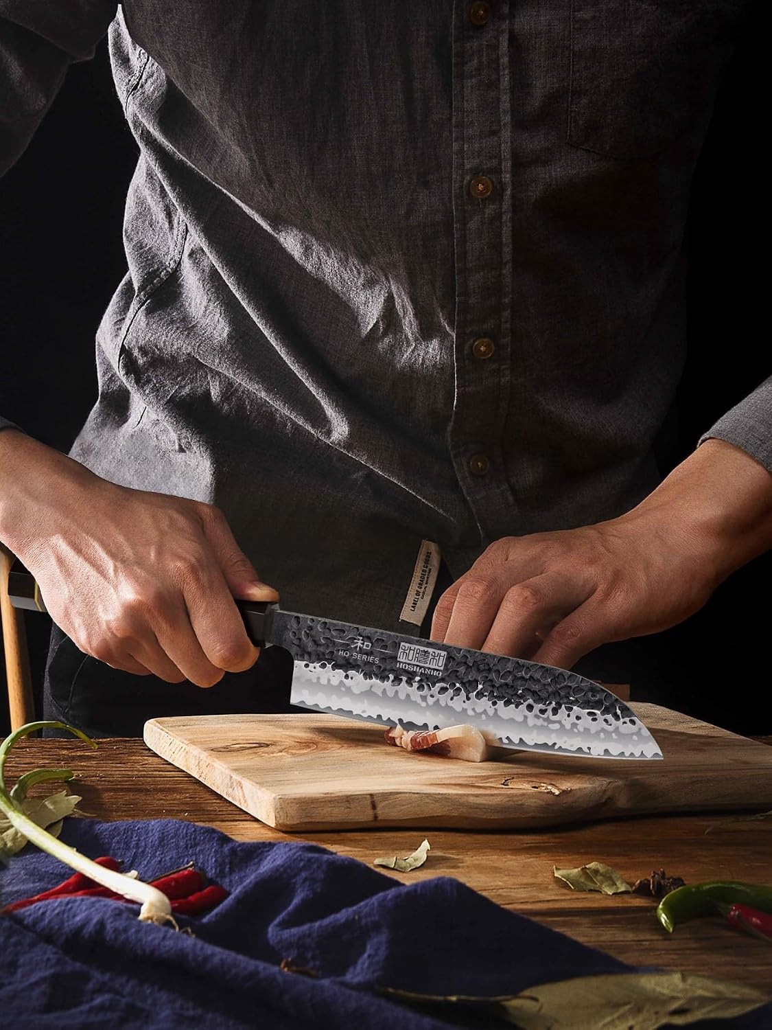 image:imageHOSHANHO 7 Santoku Knife Japanese High Carbon Steel Kitchen Chef Knife Ultra Sharp Chefs Santoku Knife for Vegetable Chopping Slicing Professional Kitchen Knives with Octagonal Rosewood Handle7
