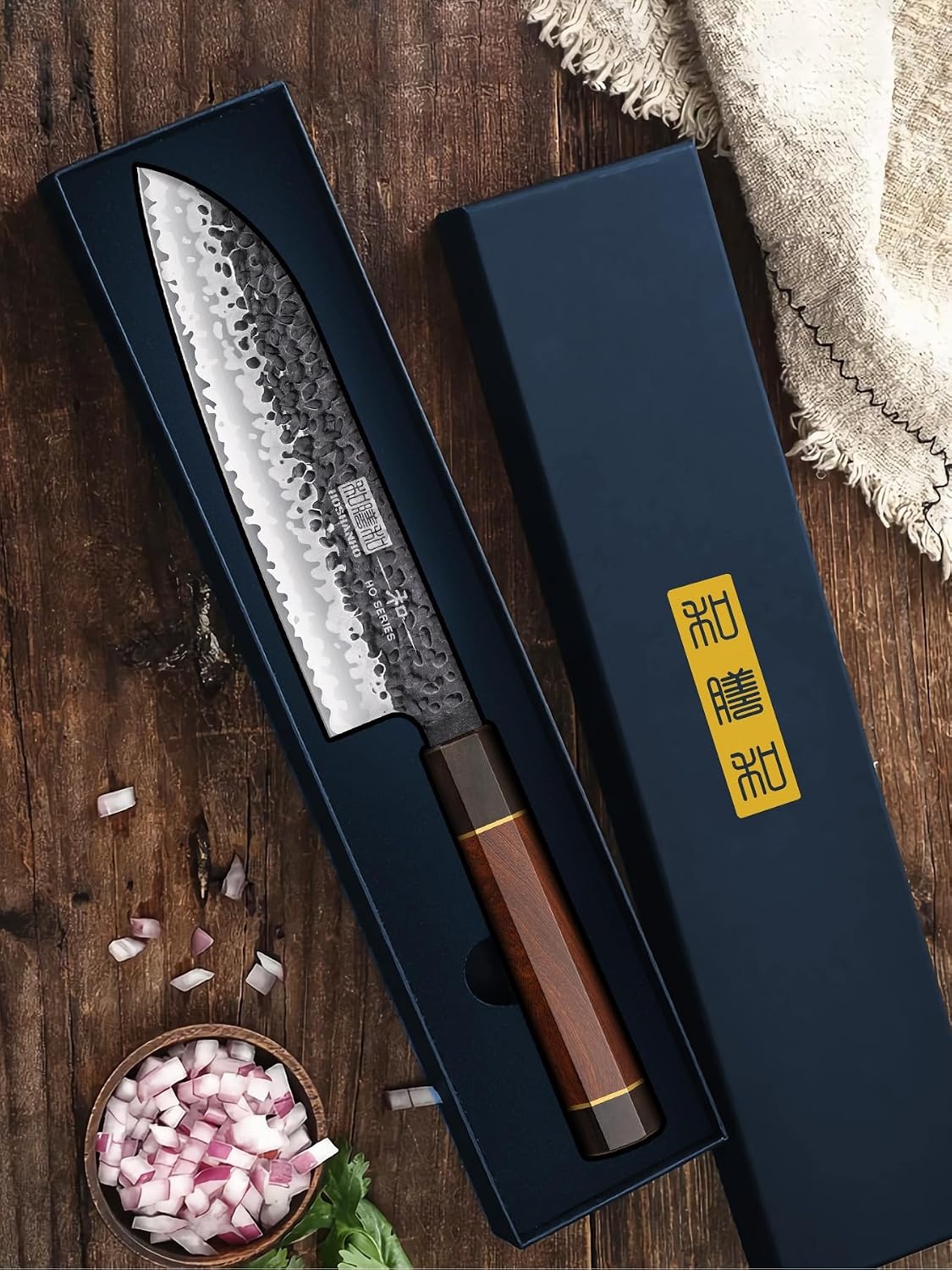 image:imageHOSHANHO 7 Santoku Knife Japanese High Carbon Steel Kitchen Chef Knife Ultra Sharp Chefs Santoku Knife for Vegetable Chopping Slicing Professional Kitchen Knives with Octagonal Rosewood Handle7