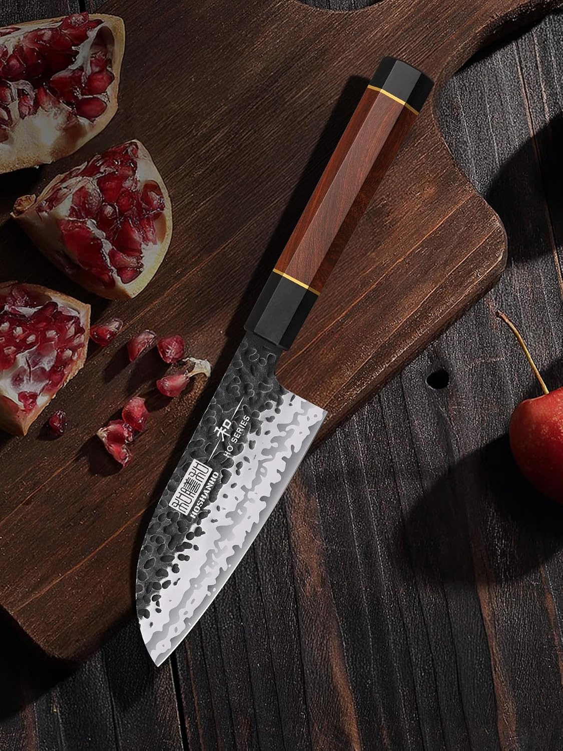 image:imageHOSHANHO 7 Santoku Knife Japanese High Carbon Steel Kitchen Chef Knife Ultra Sharp Chefs Santoku Knife for Vegetable Chopping Slicing Professional Kitchen Knives with Octagonal Rosewood Handle5