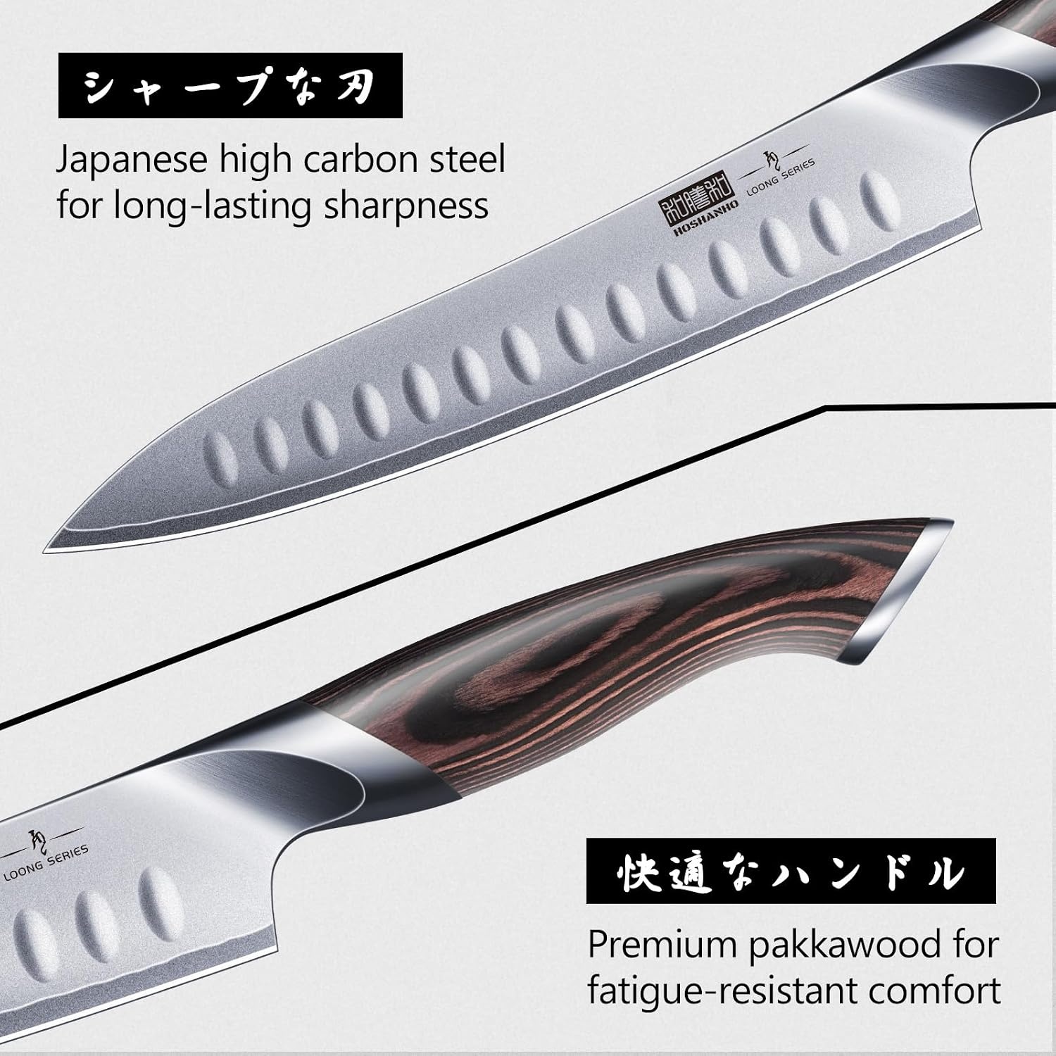 image:imageHOSHANHO 8 Inch Carving Knife amp 7 Inch Fork Set Razor Sharp Slicing Knife Professional Japanese High Carbon Steel Butcher Brisket Slicing Knife Set for Meat Cutting BBQ Ergonomic Handle Gifts