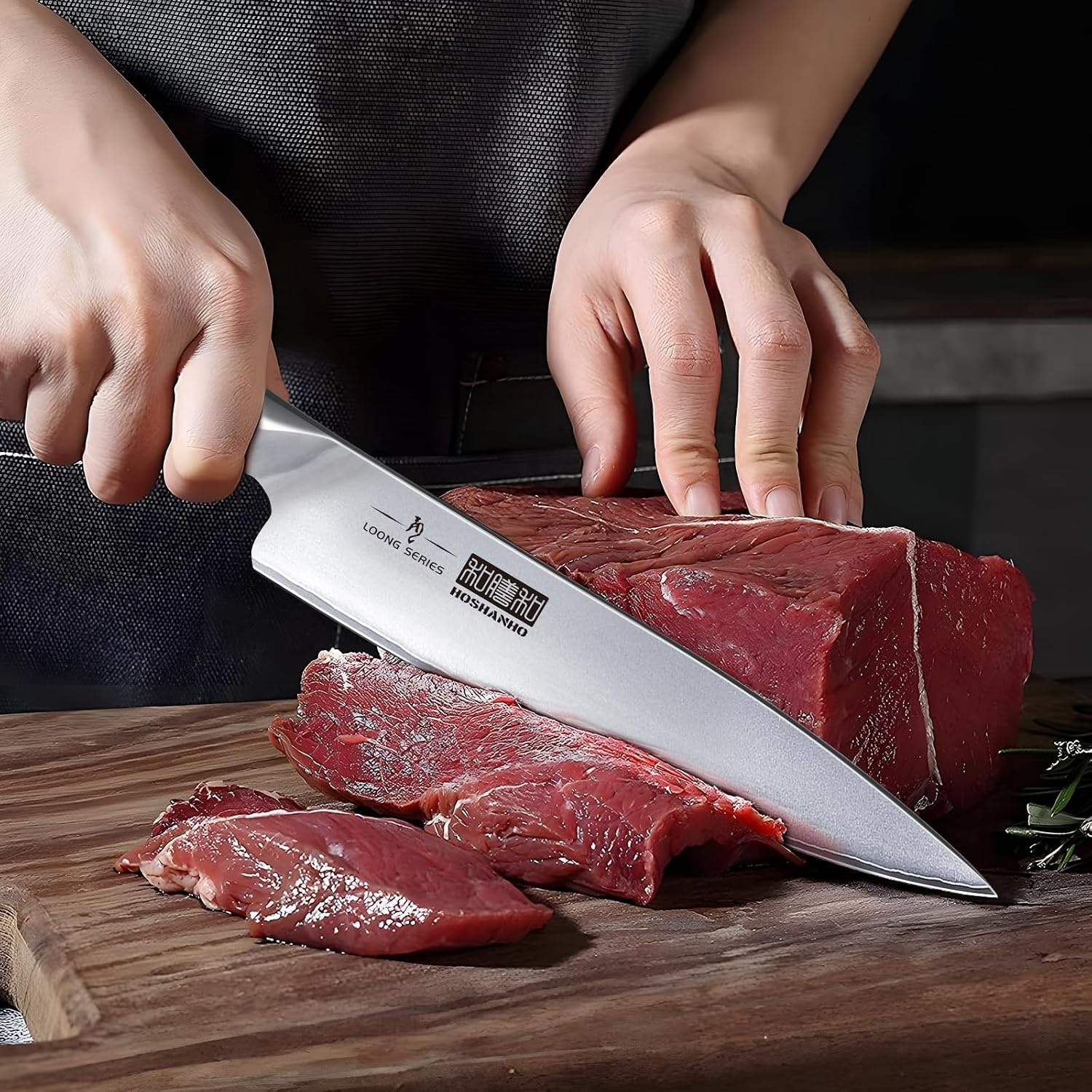 image:imageHOSHANHO 8PCS Kitchen Knife Set Ultra Sharp Japanese Knife Sets with Block Japanese High Carbon Super Steel Knife Block Set Professional Chef Knife Set with Scissors Ergonomic Handle Ideal Gifts
