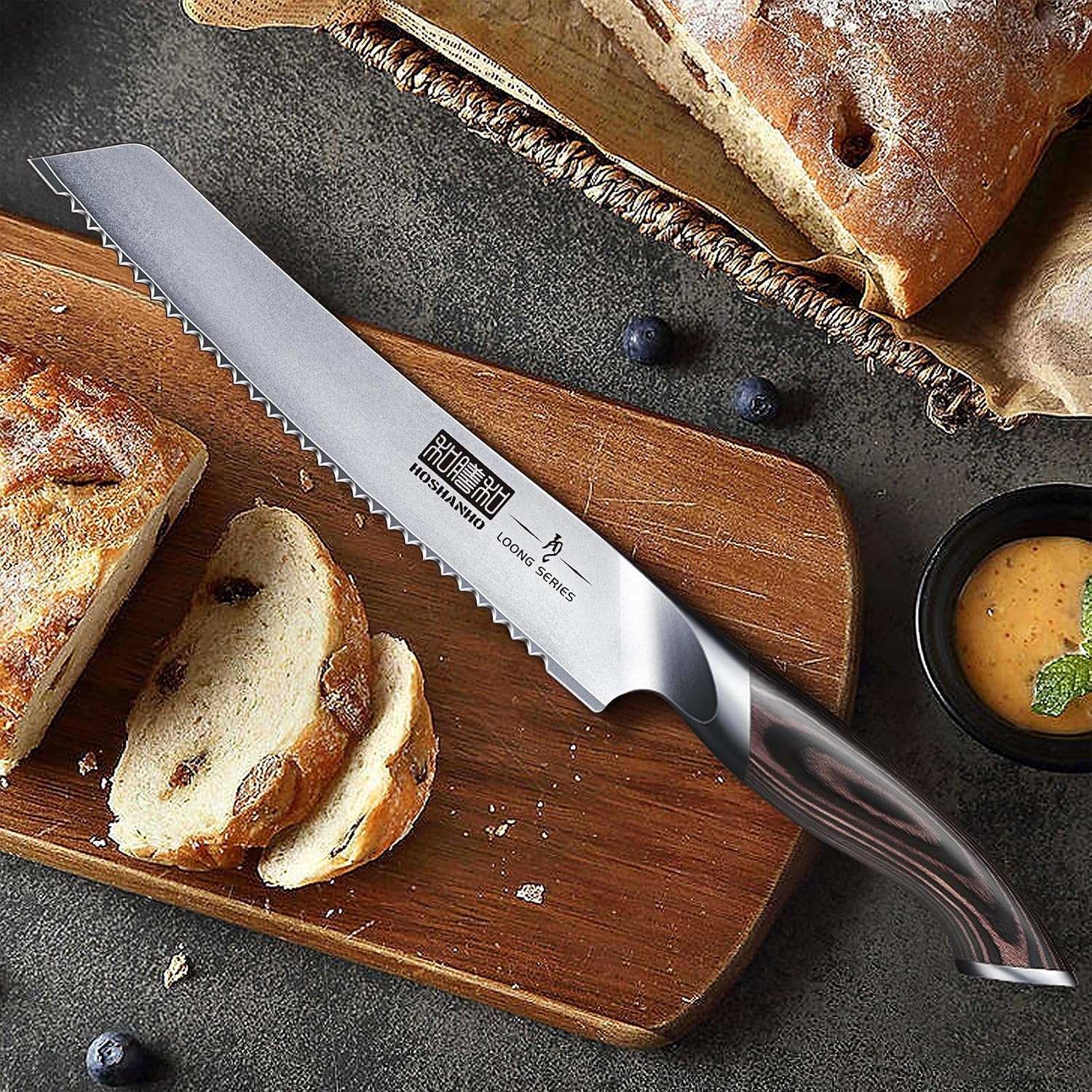 image:imageHOSHANHO Bread Knife 8 inch Ultra Sharp Japanese Serrated Bread Knife Professional Japanese High Carbon Stainless Steel Bread Cutting Knife for Homemade Bread8
