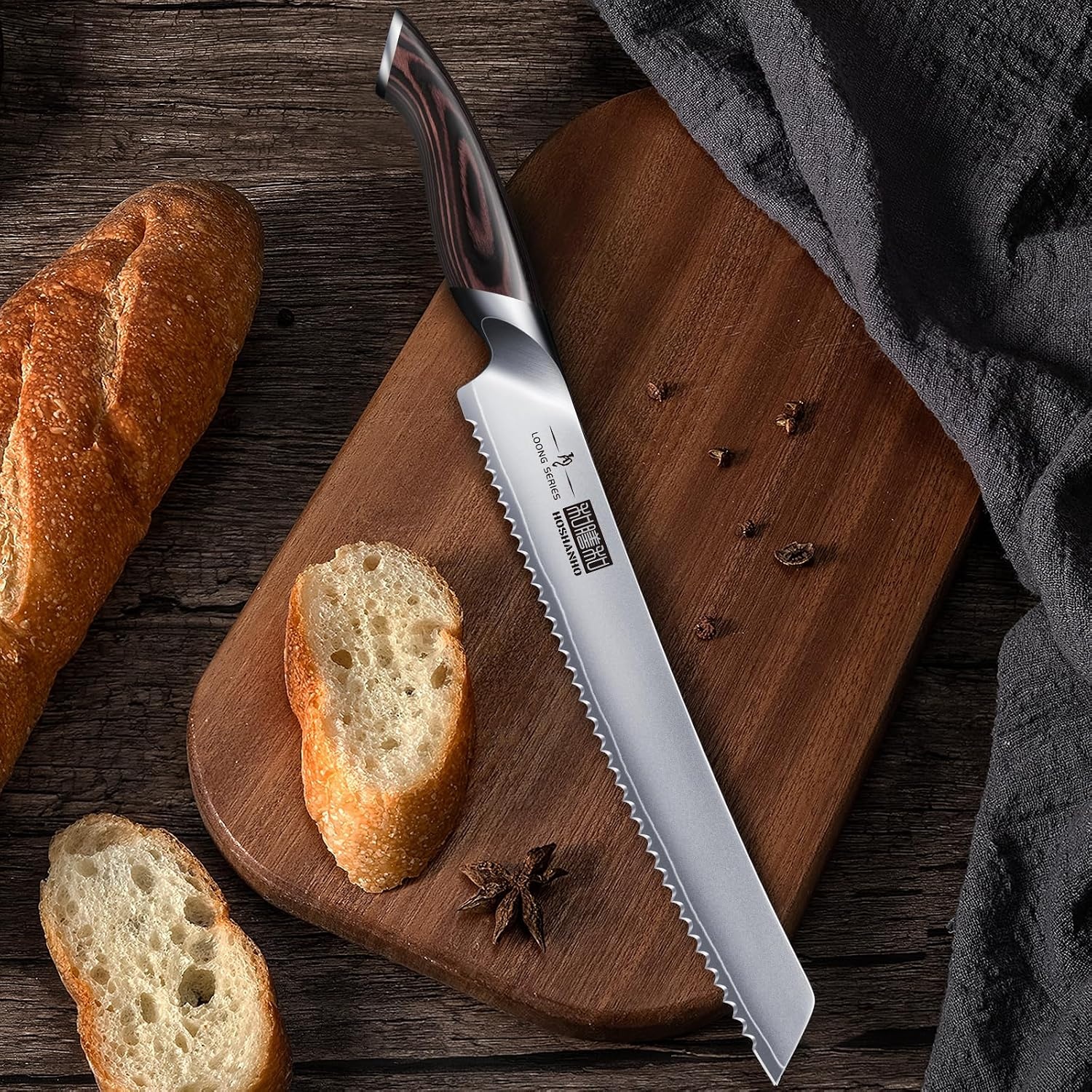 image:imageHOSHANHO Bread Knife 8 inch Ultra Sharp Japanese Serrated Bread Knife Professional Japanese High Carbon Stainless Steel Bread Cutting Knife for Homemade Bread10