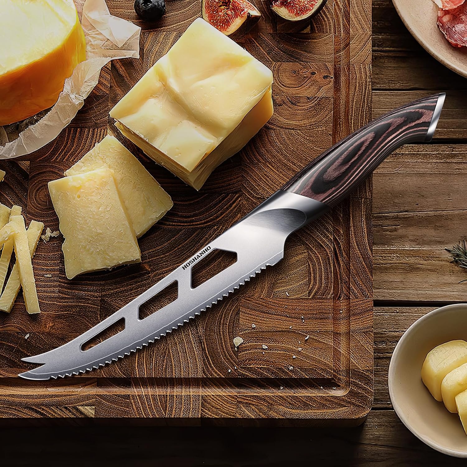 image:imageHOSHANHO Cheese Knife 5 In Professional Japanese Kitchen Knife for Cheesee Multipurpose Japanese High Carbon Steel Kitchen Knife with Ergonomic Pakkawood Handle for Cutting Cheesee amp Tomato5