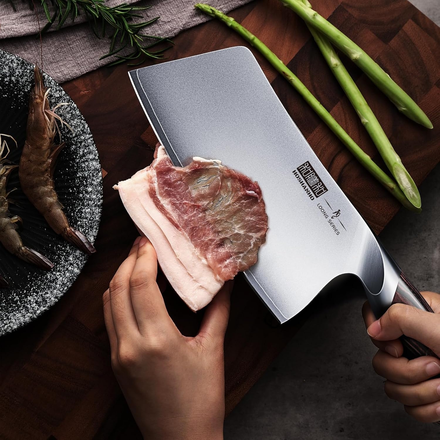 image:imageHOSHANHO Cleaver Knife 7 Inch Ultra Sharp Vegetable Meat Chopper Knife Japanese High Carbon Steel Chopper Butcher Knife Multifunction Cooking Knife for Home Kitchen and Restaurant7