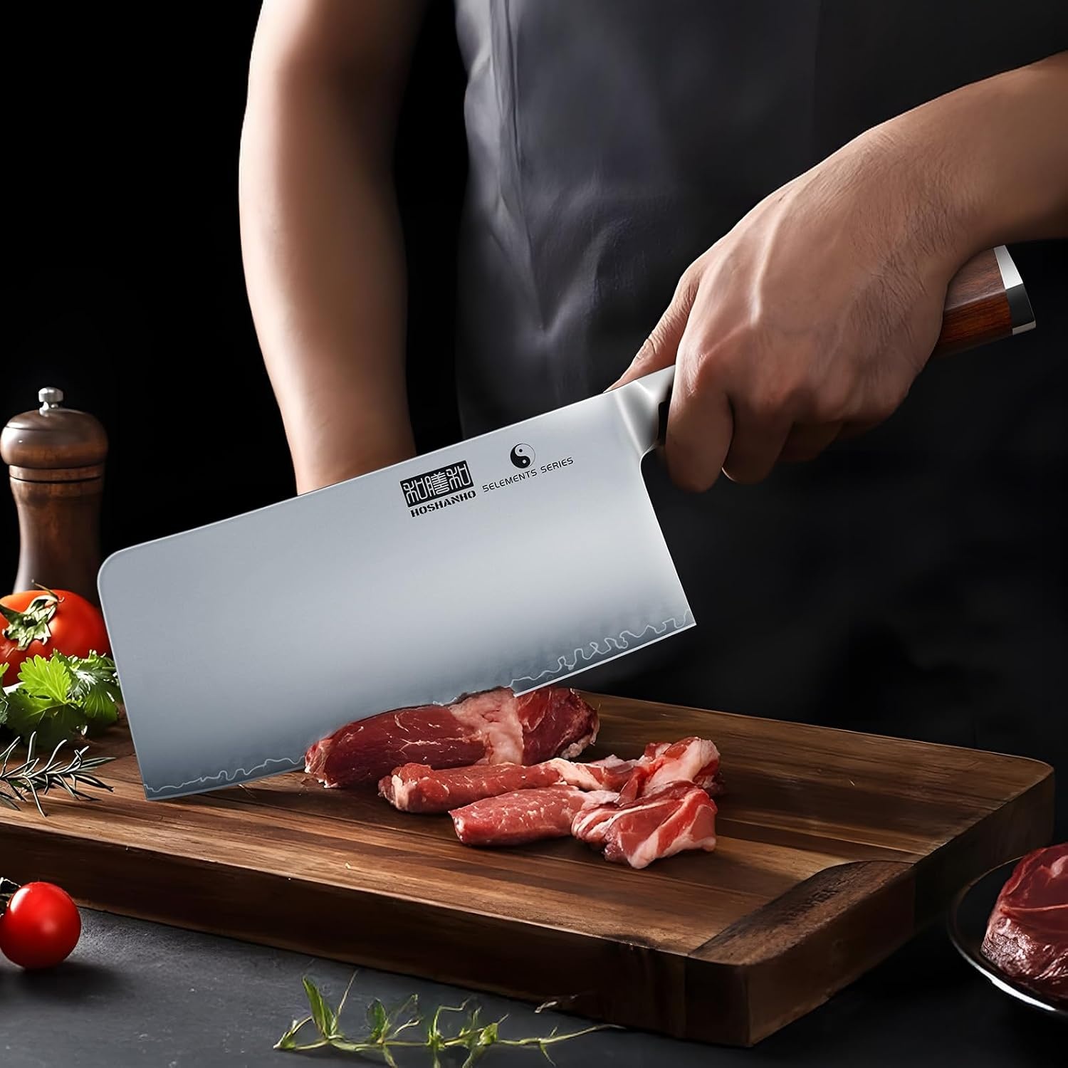image:imageHOSHANHO Cleaver Knife 7 Sharp Japanese Meat Cleaver amp Vegetable Knife High Carbon Steel Meat Knife Professional Kitchen Chopping Butcher Knife for Meat Vegetable Chinese Cleaver for Gift