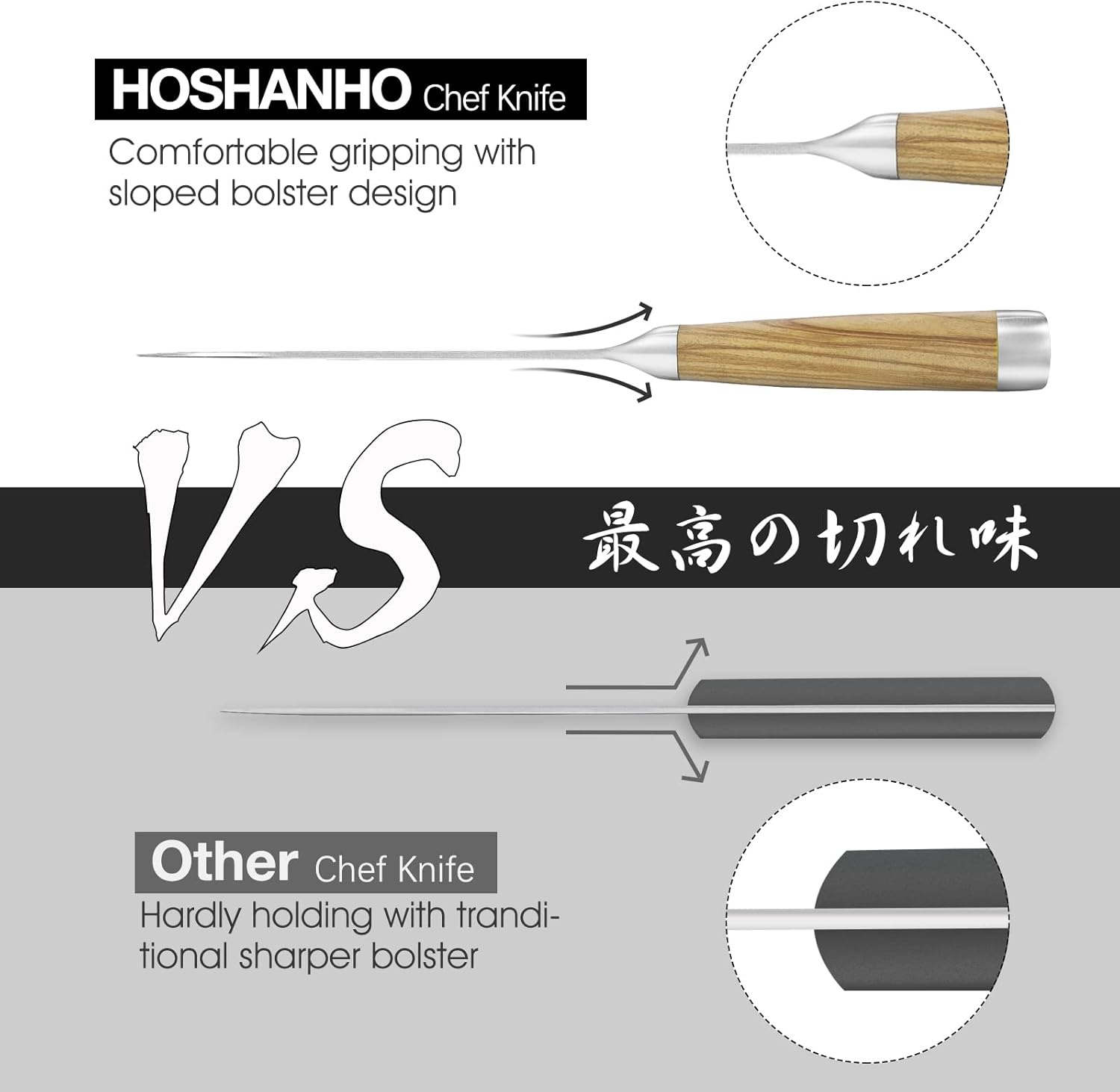 image:imageHOSHANHO Damascus Paring Knife 375 Sharp Japanese HC Steel Fruit Knife Small Kitchen Knife Professional 67 Layers Super Steel 15 Edge 62 HRC Blade Ergonomic Olive Handle Ideal Home Gift8 Inch Chef Knife