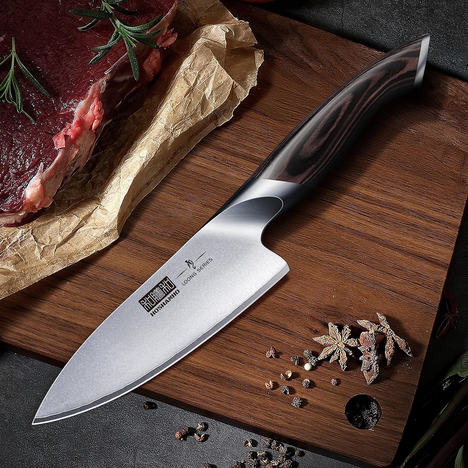 image:imageHOSHANHO Kitchen Knife in Japanese High Carbon Steel Professional HighClass Chefs Knife 8 inch Nonslip Ultra Sharp Cooking Knives with Ergonomic Handle Multifunctional 10Cr15CoMoV Home Gifts6