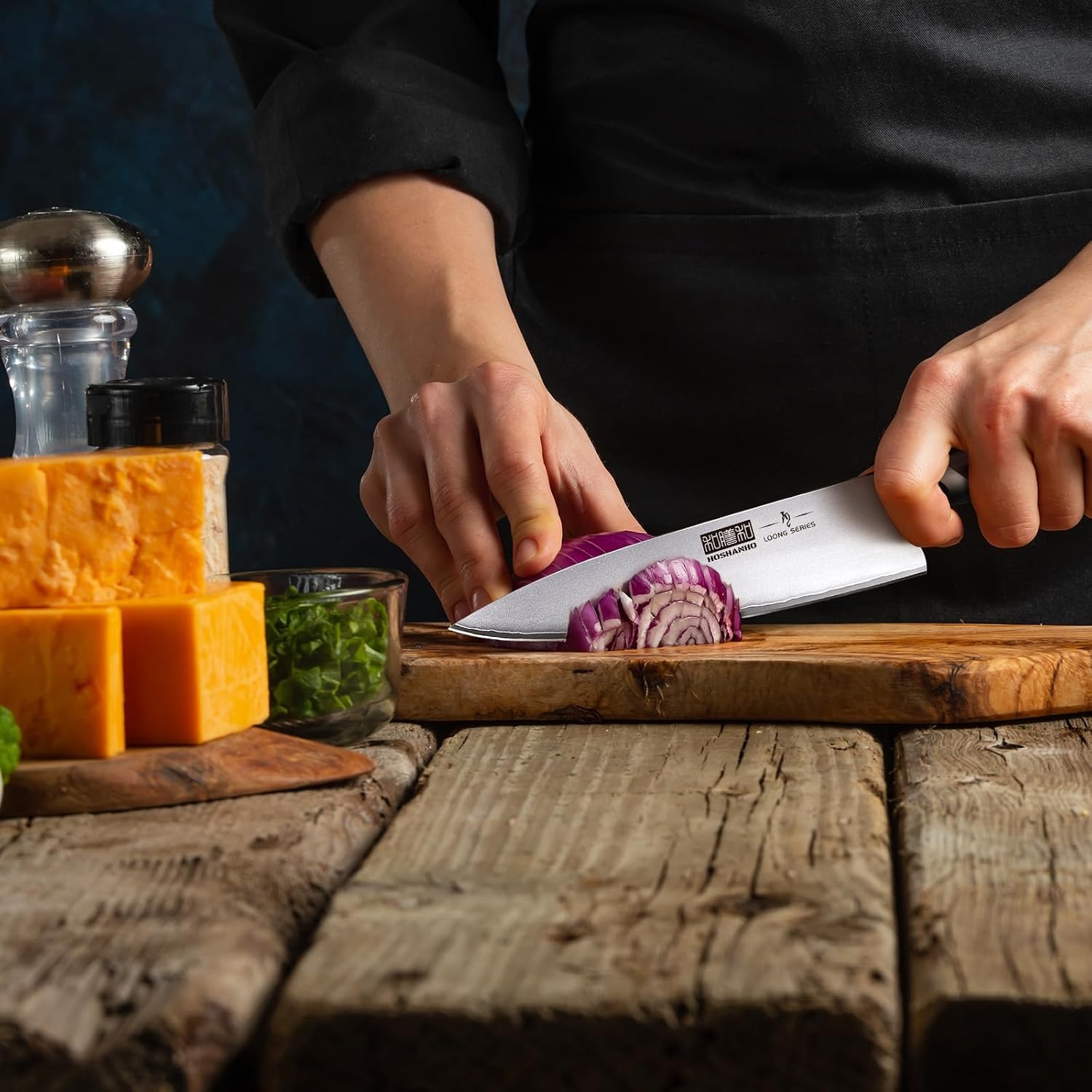 image:imageHOSHANHO Kitchen Knife in Japanese High Carbon Steel Professional HighClass Chefs Knife 8 inch Nonslip Ultra Sharp Cooking Knives with Ergonomic Handle Multifunctional 10Cr15CoMoV Home Gifts8