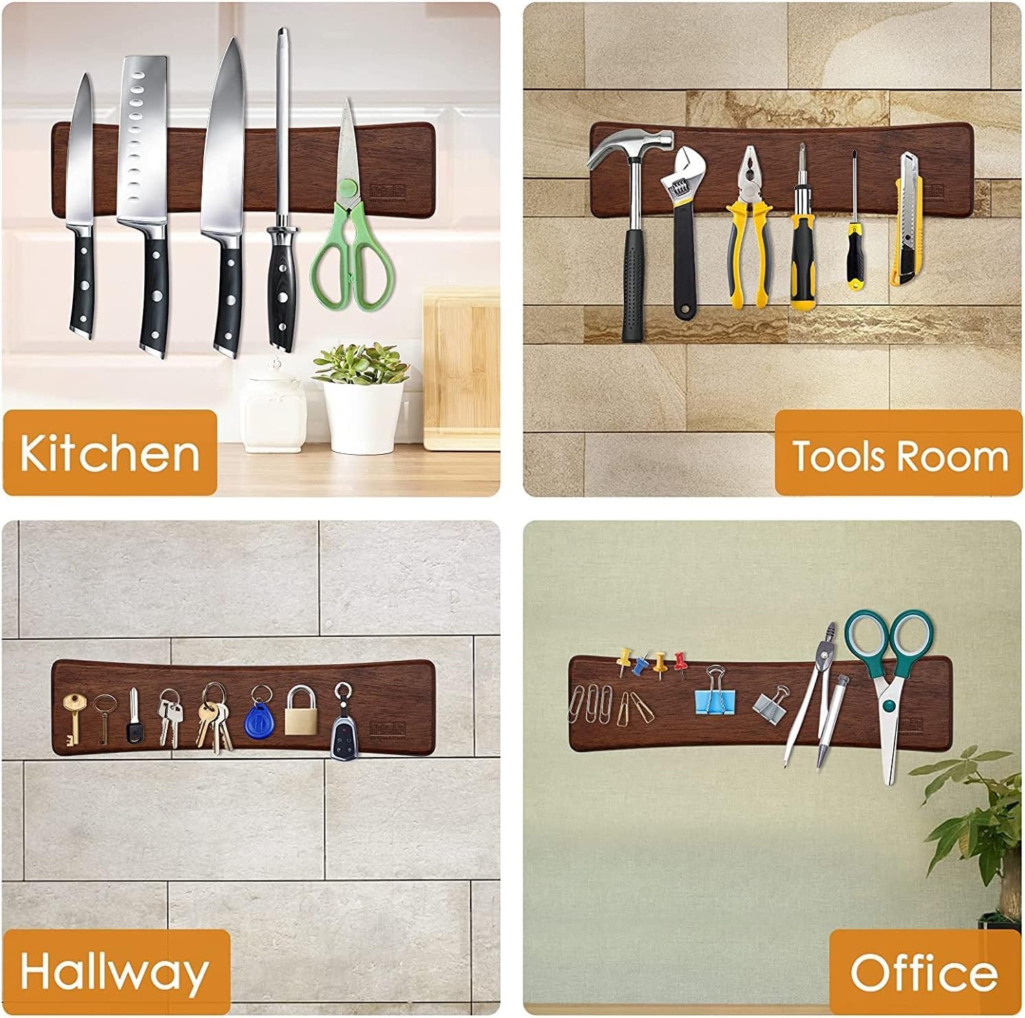 image:imageHOSHANHO Knife Magnetic Strip Acacia Wood Powerful Magnetic Knife Holder Magnetic Knife Holder for Wall 10 Inch Use as Magnetic Tool Organizer Home Utensil Organizer Ideal Cooking Gift for Chef10