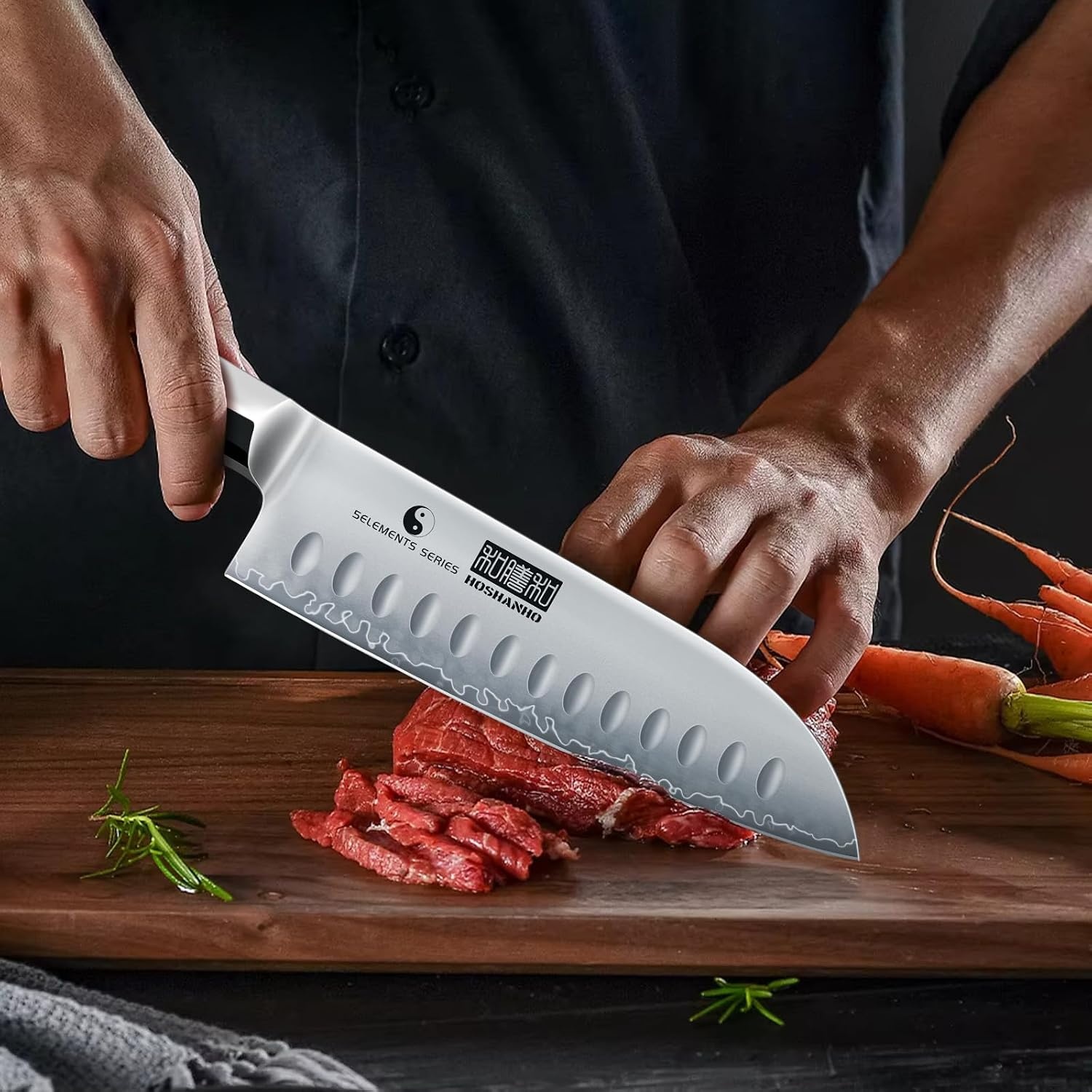 image:imageHOSHANHO Santoku Knife 7 Razor Sharp Kitchen Knife with Rosewood Handle Japanese High Carbon Steel Chef Knife Professional Kitchen Knives with Ergonomic Handle Ideal Gift for Men Women