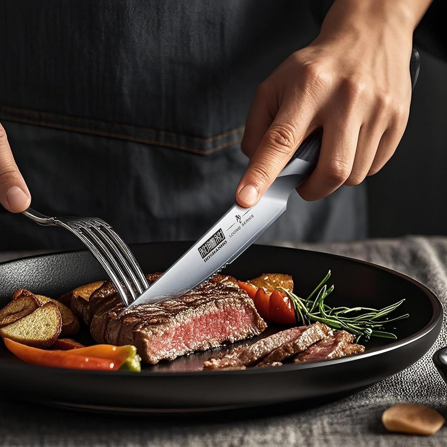 image:imageHOSHANHO Steak Knives Set of 6 Ultra Sharp 45 In Serrated Steak Knife Set Japanese High Carbon Stainless Steel Kitchen Steak Knives with Ergonomic Pakkawood Handle Ideal Gifts46