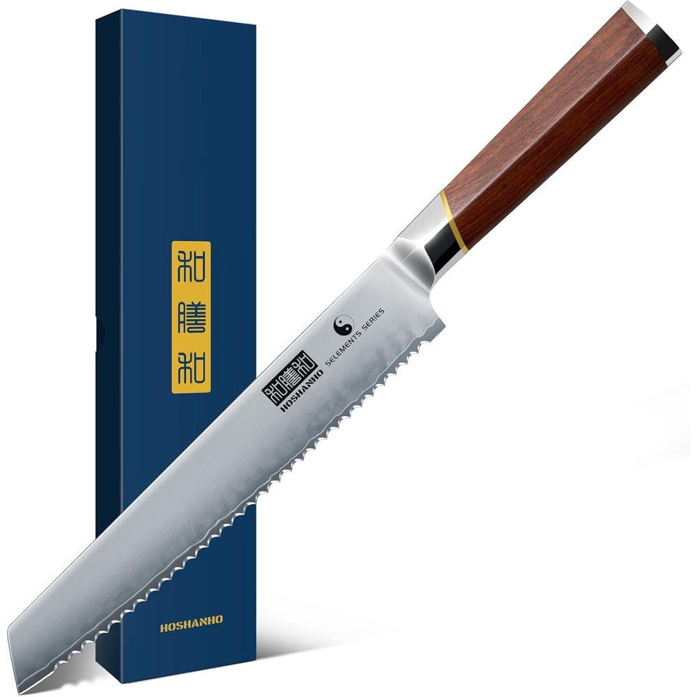 image:imageHOSHANHO 10 Bread Knife Japanese Serrated Knife for Homemade Sourdough High Carbon Stainless Steel Serrated Bread Knife Professional Sourdough Knife for Homemade Bread Bagels Cake8