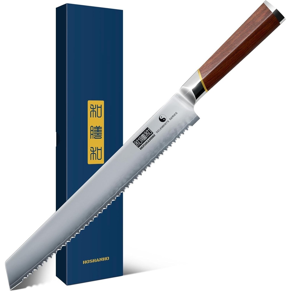 image:imageHOSHANHO 10 Bread Knife Japanese Serrated Knife for Homemade Sourdough High Carbon Stainless Steel Serrated Bread Knife Professional Sourdough Knife for Homemade Bread Bagels Cake10