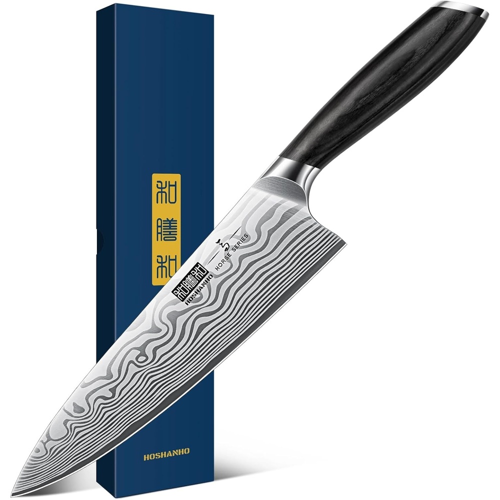 image:imageHOSHANHO 7 Inch Nakiri Knife Japanese Vegetable Cleaver Knife for Chopping High Carbon Powder Steel Asian Chef Knife Razor Sharp Multipurpose Kitchen Knife for Home and Kitchen with Ergonomic Handle8
