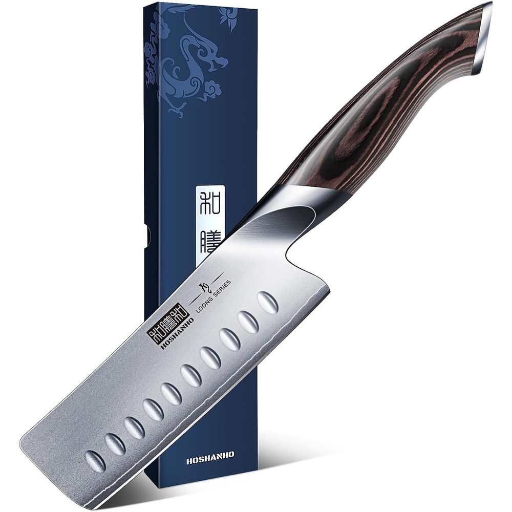 image:imageHOSHANHO 7 Inch Nakiri Knife Ultra Sharp Japanese Kitchen Chef Knife Multipurpose Japanese High Carbon Stainless Steel Meat Vegetable Sharp Kitchen Knife with Ergonomic Pakkawood Handle55