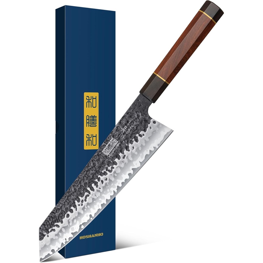 image:imageHOSHANHO 7 Nakiri Knife Handcrafted Razor Sharp Meat Vegetable Cleaver High Carbon Steel Asian Chopping Chef Knife Multipurpose Vegetable Kitchen Knife with Gift Box for Men and Women9