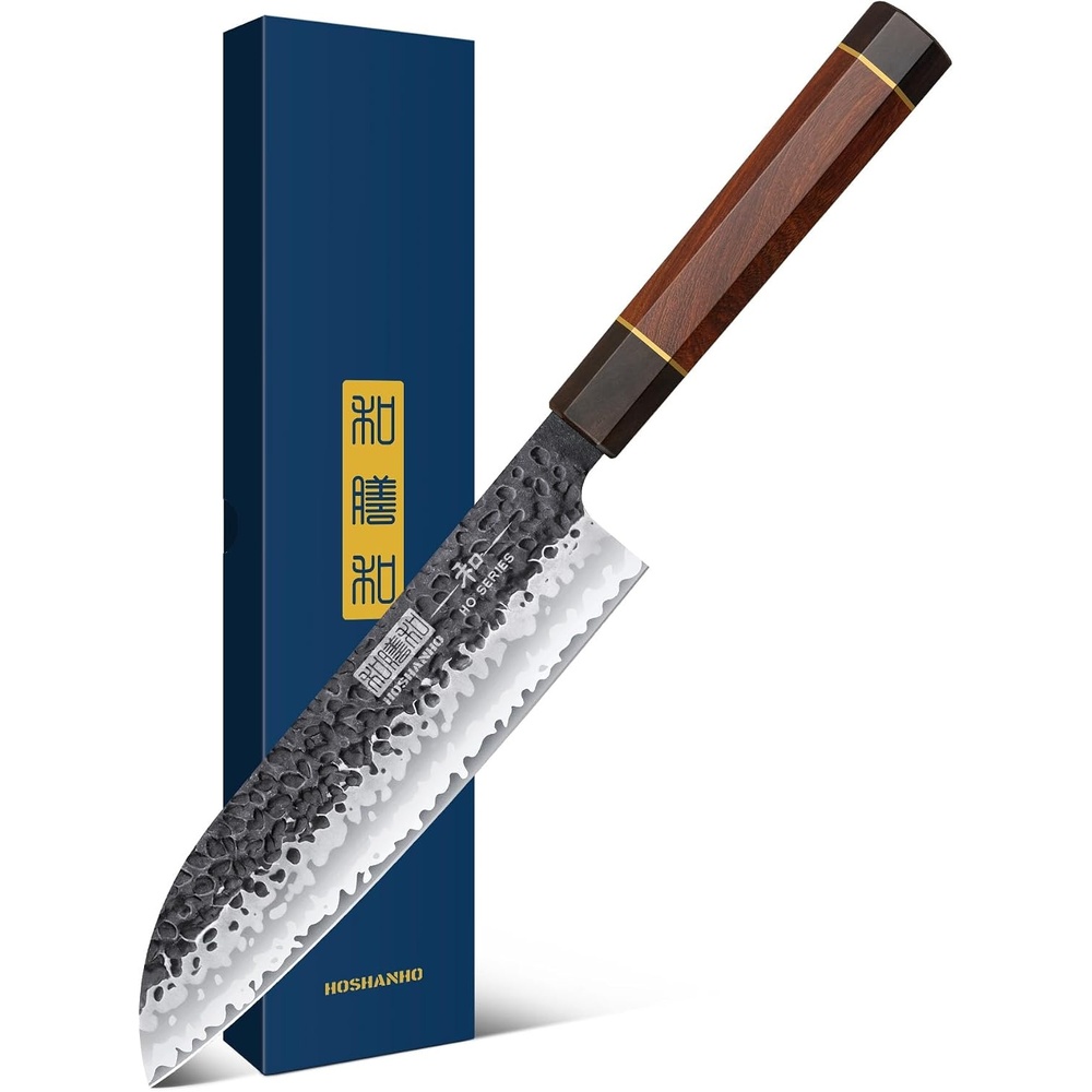 image:imageHOSHANHO 7 Santoku Knife Japanese High Carbon Steel Kitchen Chef Knife Ultra Sharp Chefs Santoku Knife for Vegetable Chopping Slicing Professional Kitchen Knives with Octagonal Rosewood Handle7
