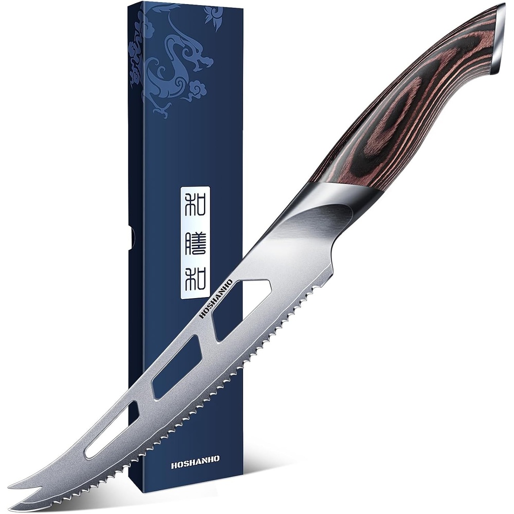 image:imageHOSHANHO Cheese Knife 5 In Professional Japanese Kitchen Knife for Cheesee Multipurpose Japanese High Carbon Steel Kitchen Knife with Ergonomic Pakkawood Handle for Cutting Cheesee amp Tomato5