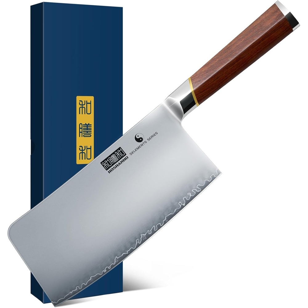 image:imageHOSHANHO Cleaver Knife 7 Sharp Japanese Meat Cleaver amp Vegetable Knife High Carbon Steel Meat Knife Professional Kitchen Chopping Butcher Knife for Meat Vegetable Chinese Cleaver for Gift