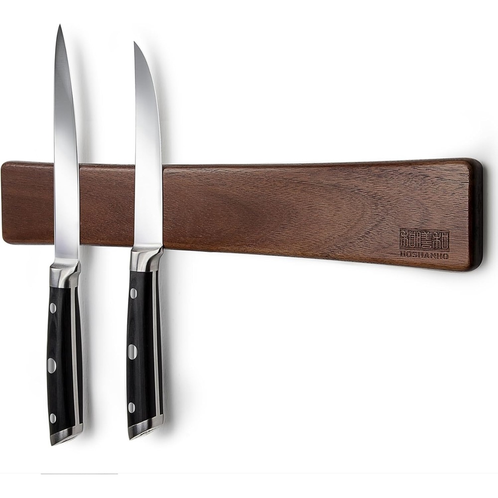 image:imageHOSHANHO Knife Magnetic Strip Acacia Wood Powerful Magnetic Knife Holder Magnetic Knife Holder for Wall 10 Inch Use as Magnetic Tool Organizer Home Utensil Organizer Ideal Cooking Gift for Chef16 Inch