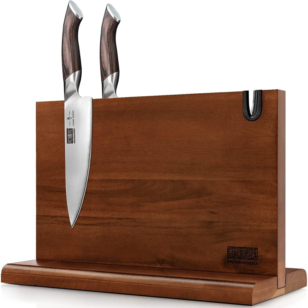 image:imageHOSHANHO Resin Magnetic Knife Block Double Sided Magnetic Knife Holder Multifunctional Kitchen Knife Organizer Storage for Kitchen Counter Thickened Acacia Wood Universal Knife Block for Chefs141045 inch