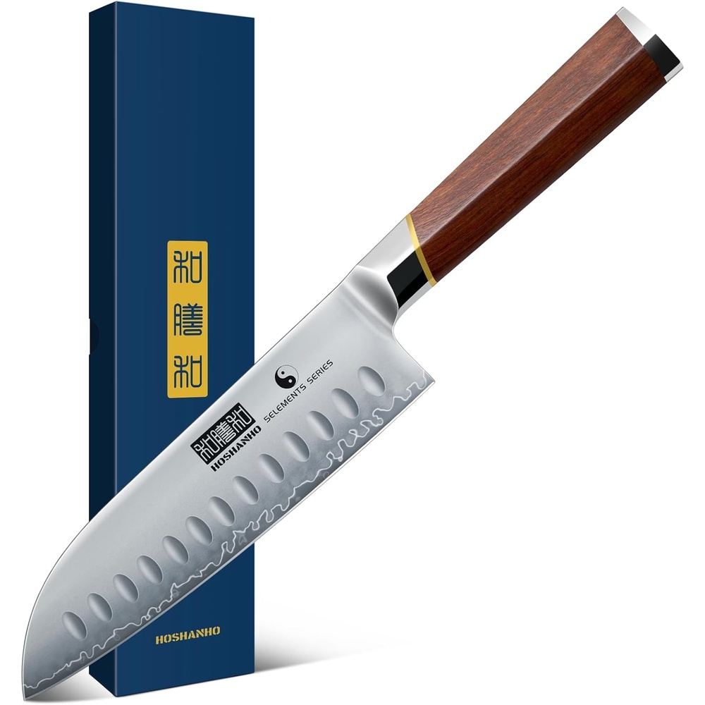 image:imageHOSHANHO Santoku Knife 7 Razor Sharp Kitchen Knife with Rosewood Handle Japanese High Carbon Steel Chef Knife Professional Kitchen Knives with Ergonomic Handle Ideal Gift for Men Women