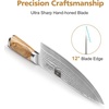 HOSHANHO Damascus Kitchen Knife Set 5PCS, Sharp Chef Knives Ergonomic Grip | Professional Cooking Knife Set | Japanese Super Steel | 15° Edge | 62 HRC | Ergonomic Olive Wood Handle | Housewarming Gift(7 Pieces Knife Set)
