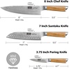 HOSHANHO Damascus Kitchen Knife Set 5PCS, Sharp Chef Knives Ergonomic Grip | Professional Cooking Knife Set | Japanese Super Steel | 15° Edge | 62 HRC | Ergonomic Olive Wood Handle | Housewarming Gift(3 Pieces Knife Set)