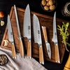 HOSHANHO Damascus Kitchen Knife Set 5PCS, Sharp Chef Knives Ergonomic Grip | Professional Cooking Knife Set | Japanese Super Steel | 15° Edge | 62 HRC | Ergonomic Olive Wood Handle | Housewarming Gift(7 Pieces Knife Set)