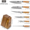 HOSHANHO Damascus Kitchen Knife Set 5PCS, Sharp Chef Knives Ergonomic Grip | Professional Cooking Knife Set | Japanese Super Steel | 15° Edge | 62 HRC | Ergonomic Olive Wood Handle | Housewarming Gift(7 Pieces Knife Set)