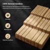 HOSHANHO In-Drawer Knife Block, Bamboo Knife Drawer Organizer for 12 Knives | Large Knife Organizer Block, Kitchen Steak Knife Holder for Sharpening Steel, Natural (Knives & Sharpening Not Included)(Natural)