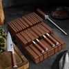 HOSHANHO In-Drawer Knife Block, Bamboo Knife Drawer Organizer for 12 Knives | Large Knife Organizer Block, Kitchen Steak Knife Holder for Sharpening Steel, Natural (Knives & Sharpening Not Included)(Brown)
