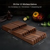 HOSHANHO In-Drawer Knife Block, Bamboo Knife Drawer Organizer for 12 Knives | Large Knife Organizer Block, Kitchen Steak Knife Holder for Sharpening Steel, Natural (Knives & Sharpening Not Included)(Brown)