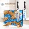 HOSHANHO Resin Magnetic Knife Block, Double Sided Magnetic Knife Holder | Multifunctional Kitchen Knife Organizer Storage for Kitchen Counter, Thickened Acacia Wood Universal Knife Block for Chefs(13*10*4.4 inch)