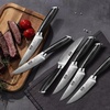 HOSHANHO Steak Knives Set of 6, 4.5 Inch Japanese Serrated Steak Knife Set | Ultra Sharp High Carbon Powder Steel Steak Knife, Effortless Cutting Dinner Knives with Pakkawood Handle, Cooking Gifts(7 Pieces Steak Knife Set)