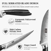 HOSHANHO Steak Knives Set of 6, 4.5 Inch Japanese Serrated Steak Knife Set | Ultra Sharp High Carbon Powder Steel Steak Knife, Effortless Cutting Dinner Knives with Pakkawood Handle, Cooking Gifts(7 Pieces Steak Knife Set)